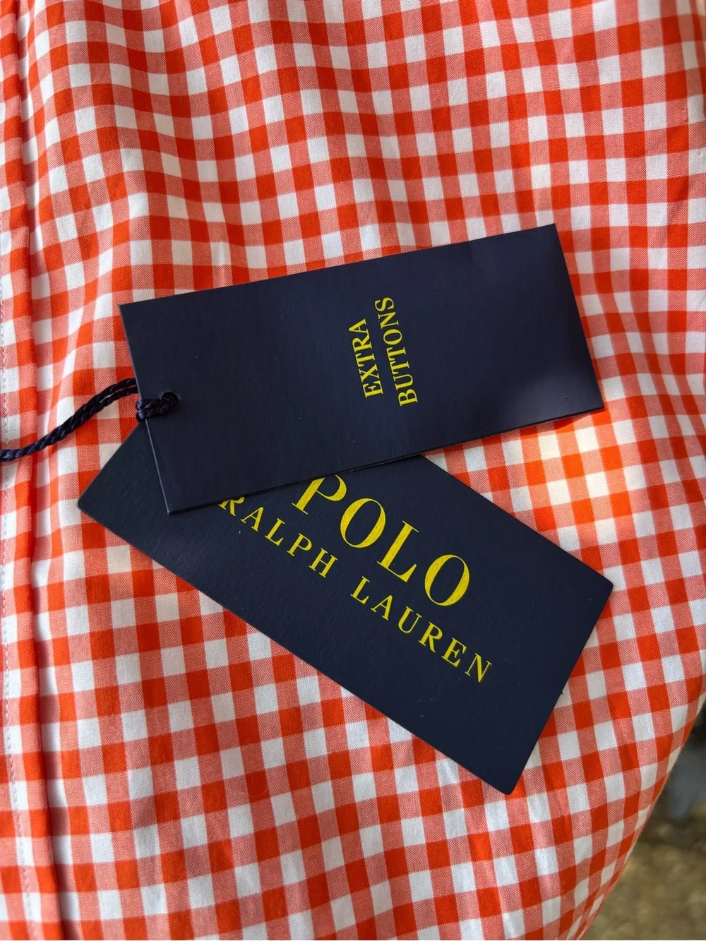 Polo by Ralph Lauren Orange and White Gingham Button-Down Shirt